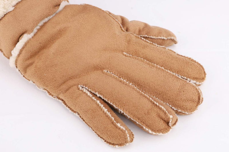 MioCloth Winter Warm Thermal Suede Leather Fleece Lining Driving Gloves Xmas Gift Men Khaki - Image 3