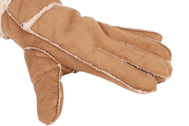 MioCloth Winter Warm Thermal Suede Leather Fleece Lining Driving Gloves Xmas Gift Men Khaki - Image 2