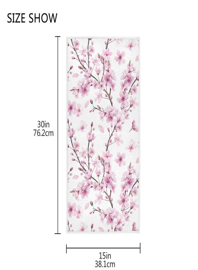 Pfrewn Cherry Blossoms Flowes Hand Towels 16x30 in Watercolor Pink Floral Sakura Branch Bathroom Towel Soft Absorbent Small Bath Towel Kitchen Dish Guest Towel Home Bathroom Decorations - Image 3