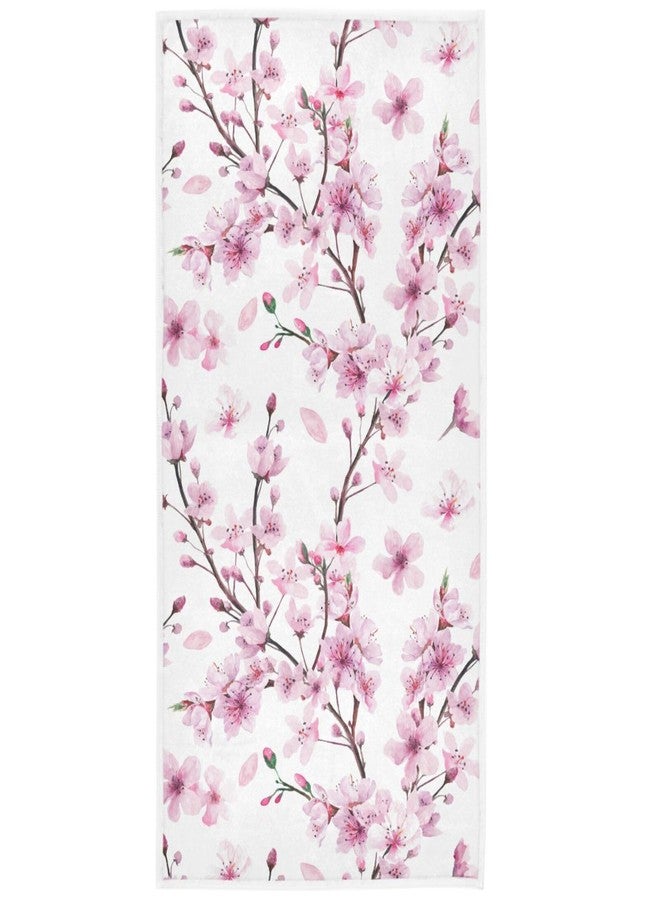 Pfrewn Cherry Blossoms Flowes Hand Towels 16x30 in Watercolor Pink Floral Sakura Branch Bathroom Towel Soft Absorbent Small Bath Towel Kitchen Dish Guest Towel Home Bathroom Decorations - Image 1