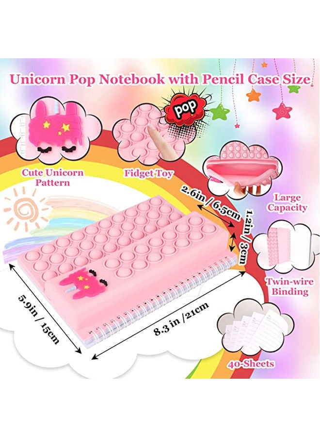 ISank Pop Notebook Pencil Case, Fidget Push It Bubble Toys Pencil Box Notebook 2 in 1 Design,Relieve Stress Spiral Notebooks A5 Office Cchool Stationery  - Image 2