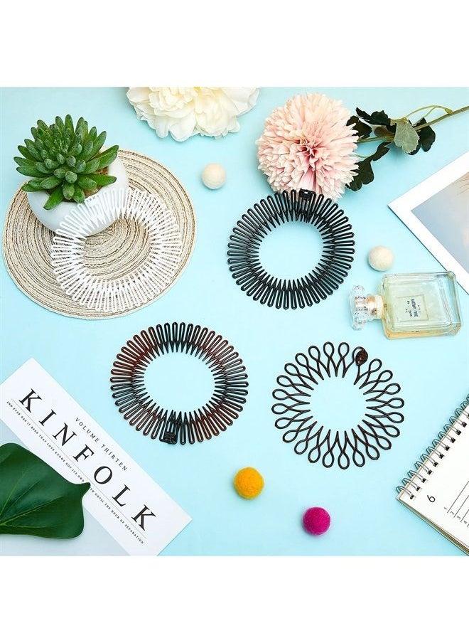 WILLBOND 14 Pieces Full Circular Stretch Comb Headbands Flexible Plastic Circle Comb Full Circular Tooth Headband Plastic Hair Wrap Hairband Holder for Women Girls Hair Accessories, 7 Styles (Lovely Color)  - Image 5