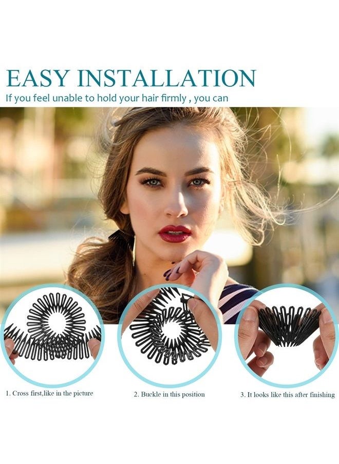 WILLBOND 14 Pieces Full Circular Stretch Comb Headbands Flexible Plastic Circle Comb Full Circular Tooth Headband Plastic Hair Wrap Hairband Holder for Women Girls Hair Accessories, 7 Styles (Lovely Color)  - Image 2