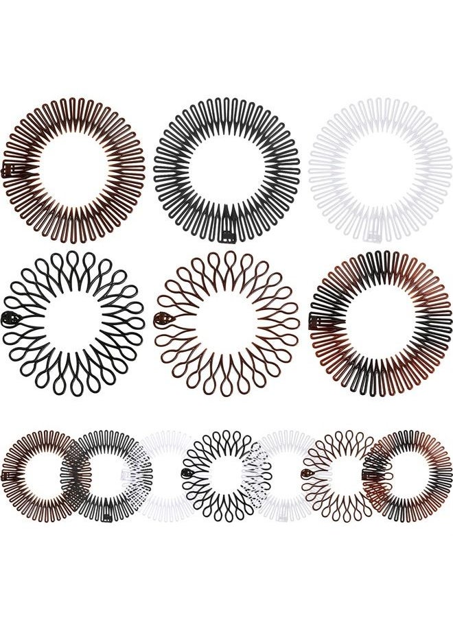 WILLBOND 14 Pieces Full Circular Stretch Comb Headbands Flexible Plastic Circle Comb Full Circular Tooth Headband Plastic Hair Wrap Hairband Holder for Women Girls Hair Accessories, 7 Styles (Lovely Color)  - Image 1