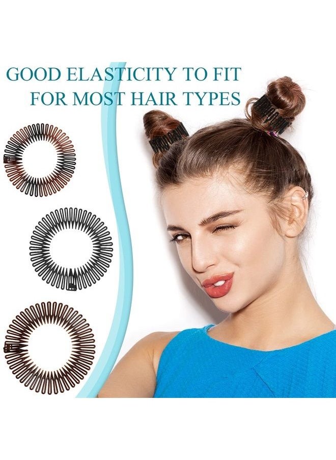 WILLBOND 14 Pieces Full Circular Stretch Comb Headbands Flexible Plastic Circle Comb Full Circular Tooth Headband Plastic Hair Wrap Hairband Holder for Women Girls Hair Accessories, 7 Styles (Lovely Color)  - Image 3