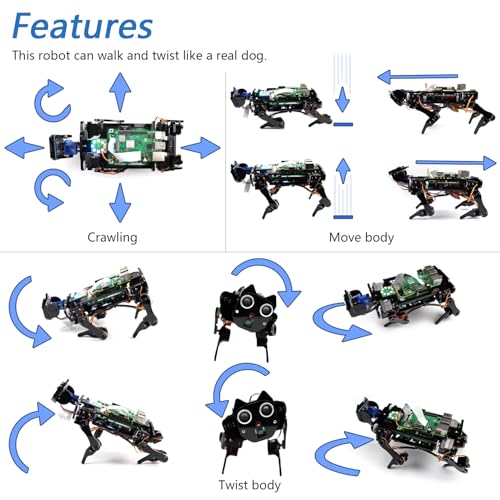 FREENOVE Robot Dog Kit for Raspberry Pi 5 4 B 3 B+ Zero 2 W, Walking, Self Balancing, Face Recognition, Ball Tracing, Ultrasonic Ranging, App Control, Camera, Servo (Raspberry Pi NOT Included) - Image 3