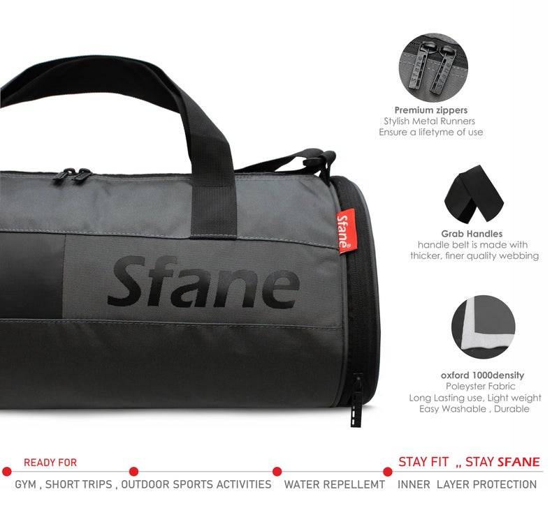 Sfane Polyester Grey Duffle/Shoulder/Gym Bag for Men & Women with Separate Shoe Compartment - Image 5