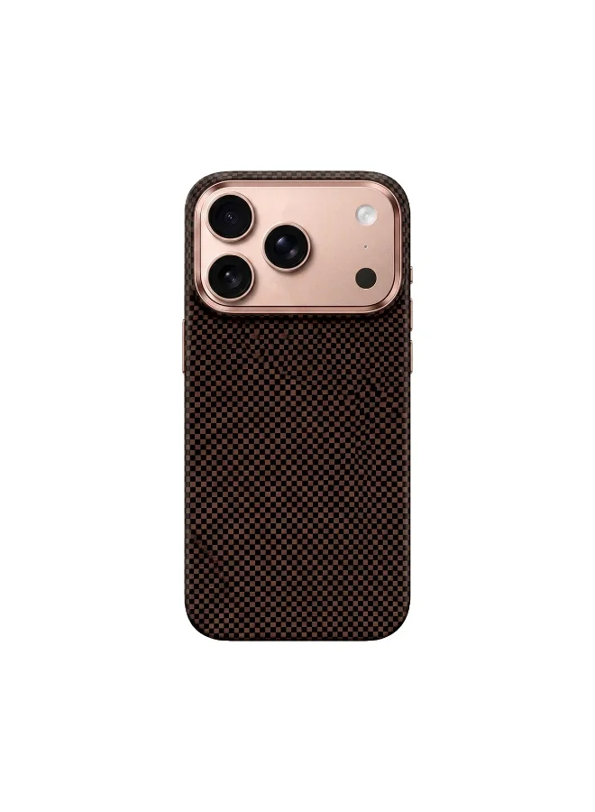 Mobcos Mobcos iPhone 17 Pro Chex Plain Gold Aramid Fiber Case, 1500D Fusion Weave, Ultra Slim Lightweight Magnetic Cover, MagSafe Compatible