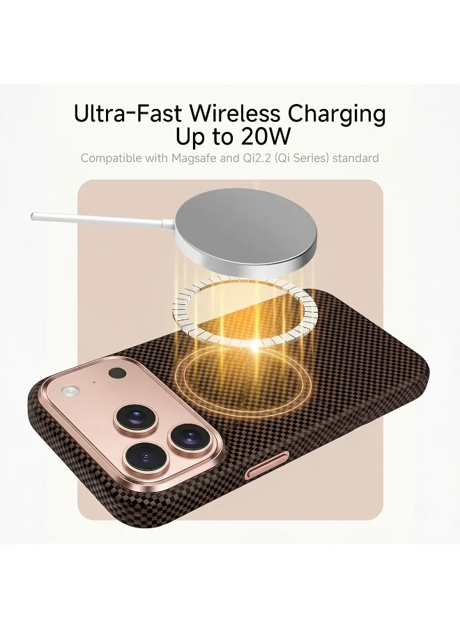 Mobcos Mobcos 17 Pro Fiber Chex Plain Gold Mobcos iPhone 17 Pro Chex Plain Gold Aramid Fiber Case, 1500D Fusion Weave, Ultra Slim Lightweight Magnetic Cover, MagSafe Compatible  | Best Price UAE
