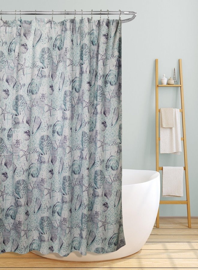 Linen Store Shower Curtain for Bathroom Printed Durable Fabric Canvas Shower Tub Decor, Wateresistant Curtains, 70"x70" Marina - Image 1