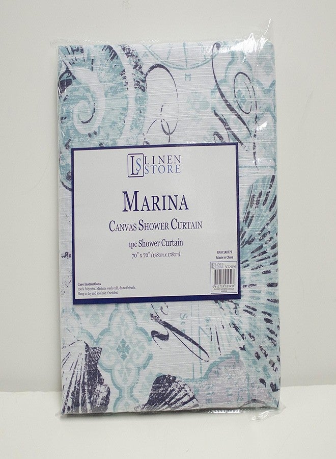Linen Store Shower Curtain for Bathroom Printed Durable Fabric Canvas Shower Tub Decor, Wateresistant Curtains, 70"x70" Marina - Image 3