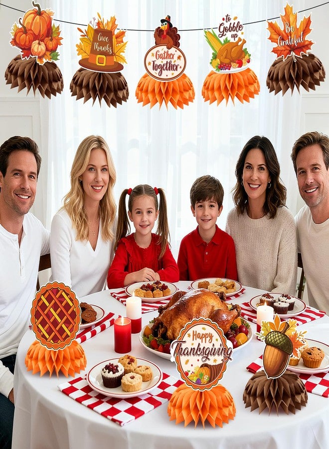 9 قطع زينة مركزية لطاولات عيد الشكر، زينة على شكل ديك رومي وقرع وقرص عسل لعيد الشكر، لوازم حفلات مهرجان حصاد الخريف (برتقالي) - Image 5