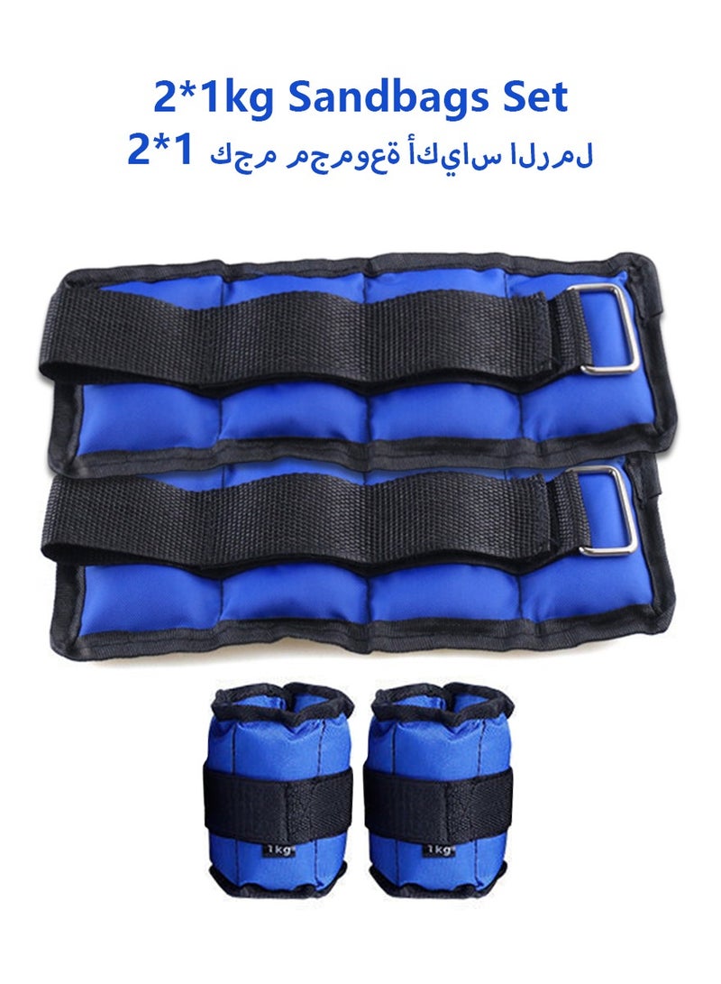 ديبتر 2 قطعة 1 كجم حقيبة أوزان رملية للذراعين والقدمين، حقيبة رملية بأحزمة أوزان رملية لتدريب القوة للياقة البدنية ， الوزن الإجمالي 2 كجم، أزرق - Image 1