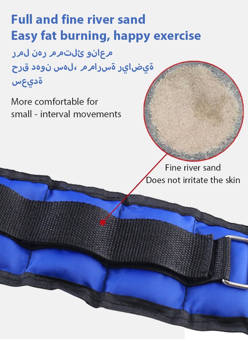 ديبتر 2 قطعة 1 كجم حقيبة أوزان رملية للذراعين والقدمين، حقيبة رملية بأحزمة أوزان رملية لتدريب القوة للياقة البدنية ， الوزن الإجمالي 2 كجم، أزرق - Image 3
