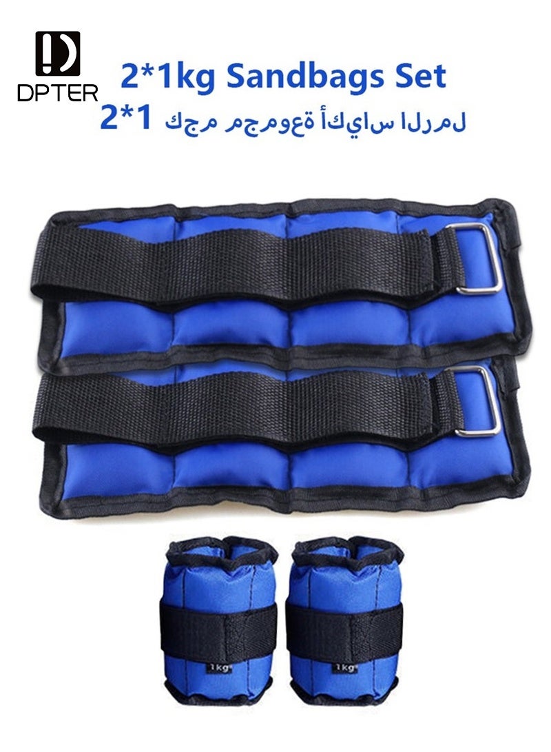 DPTER Two-Piece Sand Weight Bag, 1kg Each – Arm & Foot Strength Training Straps, Blue, 2kg Total - Image 1