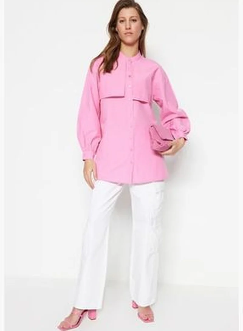 trendyol Pink Cotton Woven Shirt TCTSS23TG00030