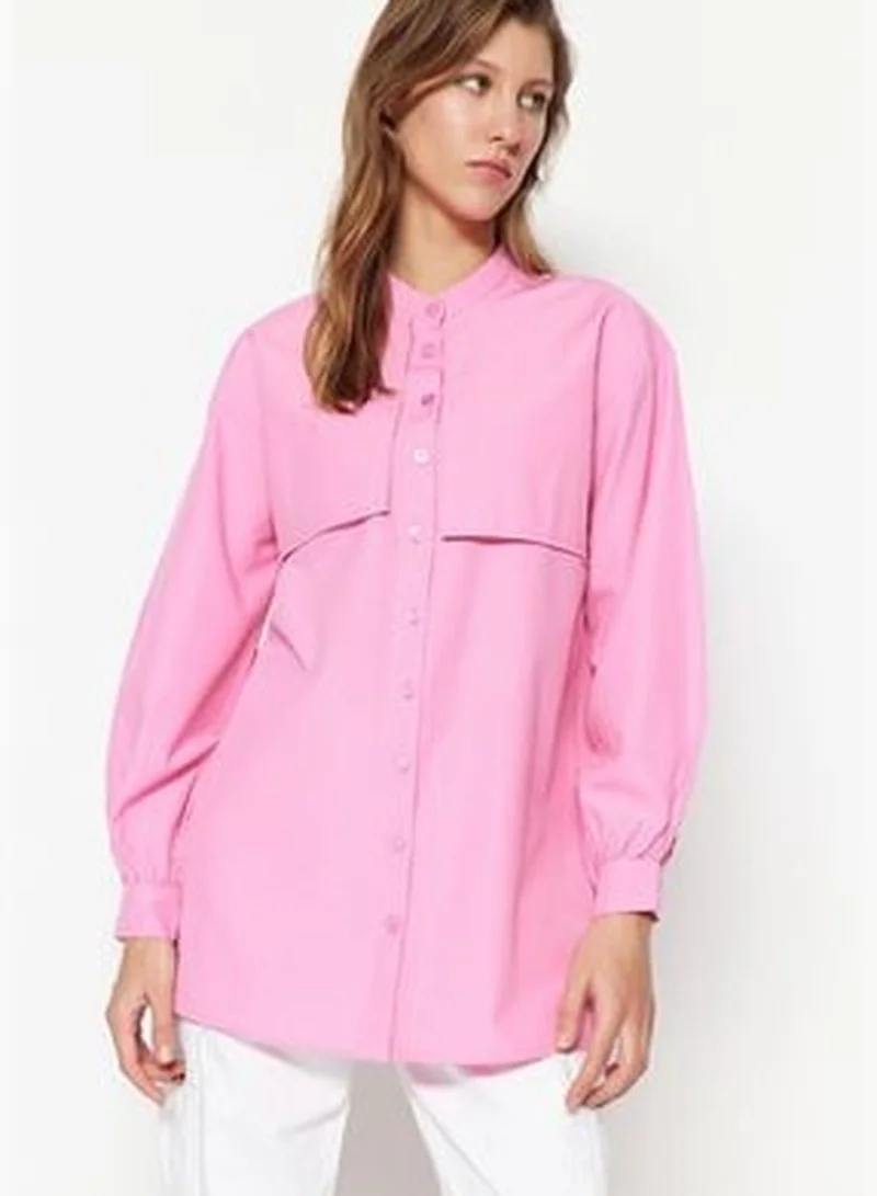 trendyol Pink Cotton Woven Shirt TCTSS23TG00030