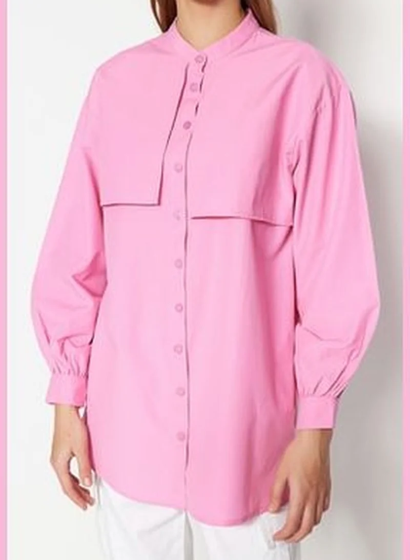trendyol Pink Cotton Woven Shirt TCTSS23TG00030