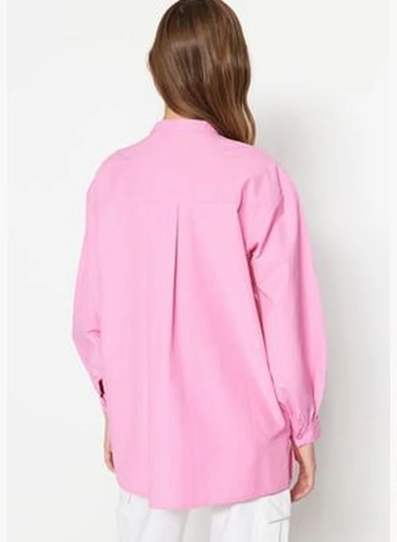 trendyol Pink Cotton Woven Shirt TCTSS23TG00030