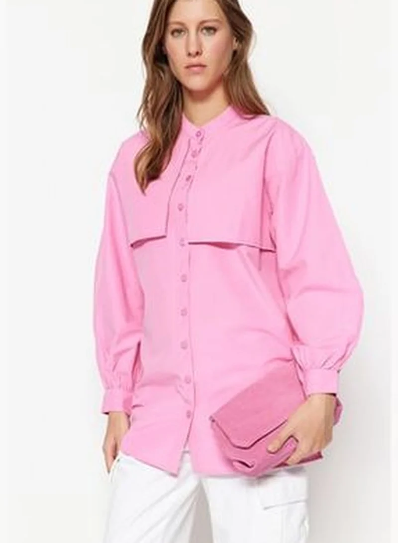 trendyol Pink Cotton Woven Shirt TCTSS23TG00030