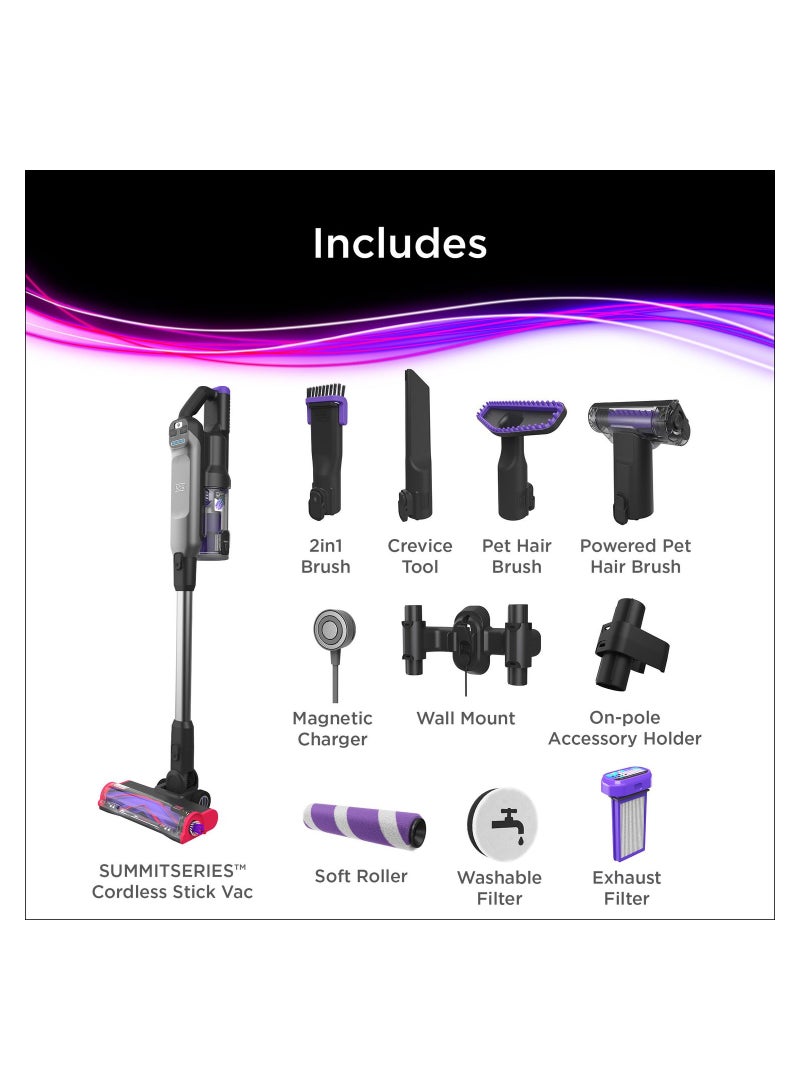 BLACK+DECKER Cordless Stick Vacuum, Digital Motor, 21.6V/86Wh, No Loss Suction, Dual Filter System, Pet Hair Attachment, Converts to Handheld, Summit Series 750 ml 86.4 W BHFEA640WP-GB Grey/Purple - Image 3