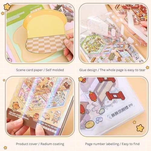 FAMOUS QUALITY 50 Sheet DIY 3D Sticker - Scene Collection Book for Kids, Adults, Cute Make Your Own Shop House Stickers for Gifts, Stickers Therapy, Adult Relief, Stress, Pass The Time, Play Park - Image 3