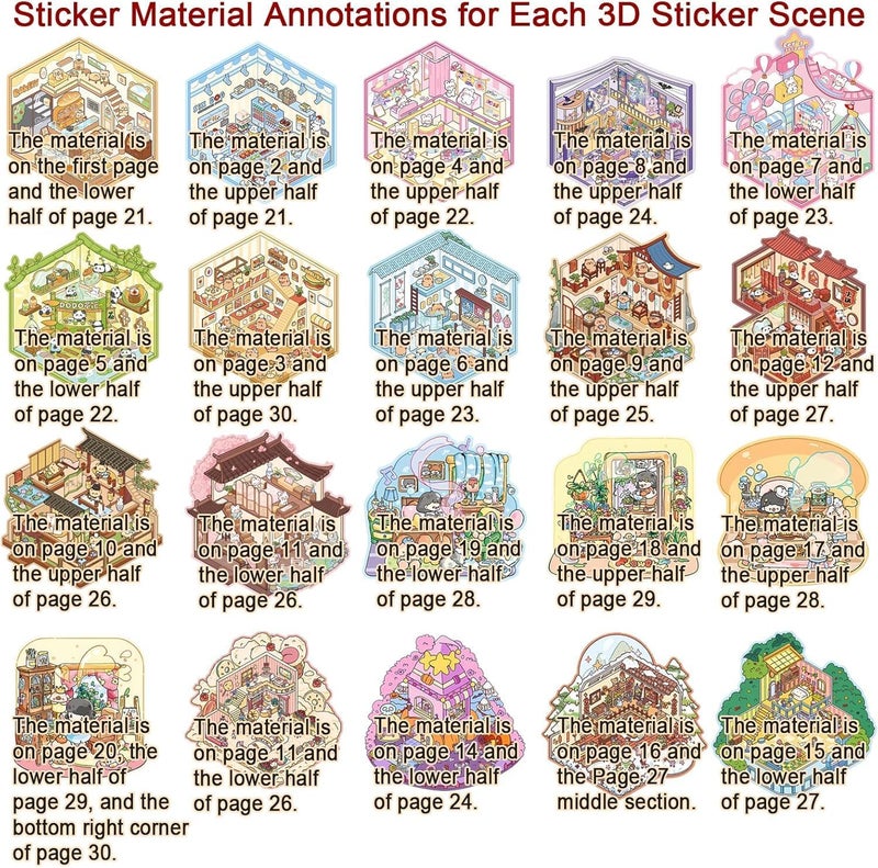 FAMOUS QUALITY 50 Sheet DIY 3D Sticker - Scene Collection Book for Kids, Adults, Cute Make Your Own Shop House Stickers for Gifts, Stickers Therapy, Adult Relief, Stress, Pass The Time, Play Park - Image 4