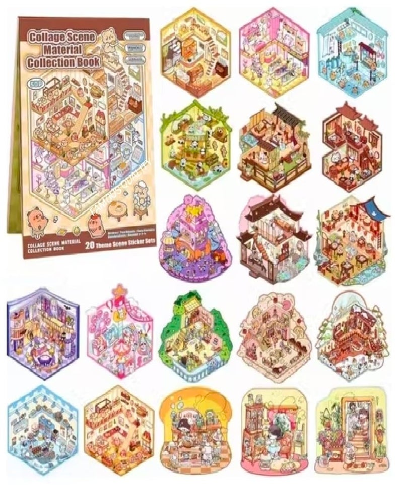 FAMOUS QUALITY 50 Sheet DIY 3D Sticker - Scene Collection Book for Kids, Adults, Cute Make Your Own Shop House Stickers for Gifts, Stickers Therapy, Adult Relief, Stress, Pass The Time, Play Park - Image 1