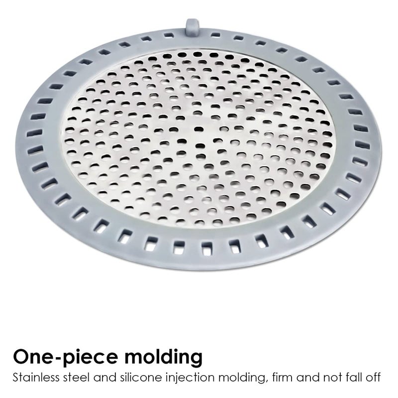 Seatery 2PCS Shower Drain Hair Catcher, Shower Drain Strainer, Stainless Steel with Silicone Edging, 4.75 Inch Diameter - Image 5