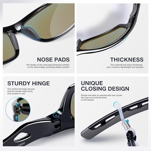 RIVBOS Polarized Sports Sunglasses Driving Sun Glasses Shades for Men Women Cycling Baseball Running RB833-black Rainbow Lens - Image 4