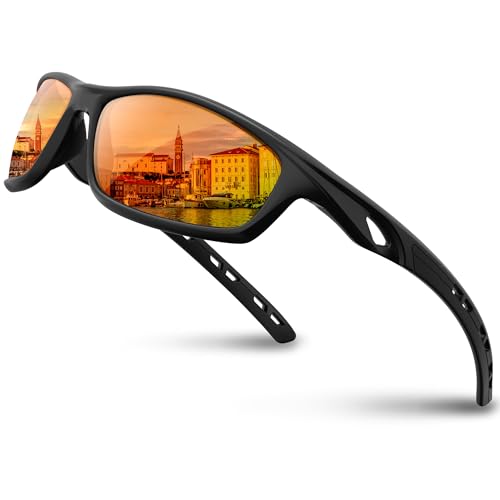 RIVBOS Polarized Sports Sunglasses Driving Sun Glasses Shades for Men Women Cycling Baseball Running RB833-black Rainbow Lens - Image 1