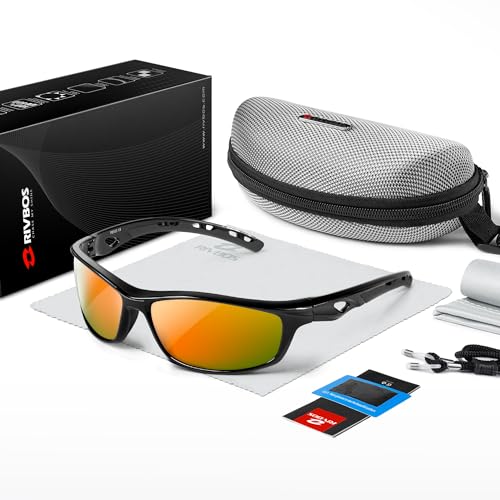 RIVBOS Polarized Sports Sunglasses Driving Sun Glasses Shades for Men Women Cycling Baseball Running RB833-black Rainbow Lens - Image 5