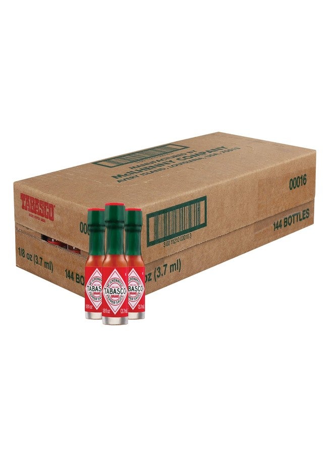 TABASCO Brand Original Red Pepper Sauce, Medium Hot Sauce, Mini Glass Bottles, Classic Flavor, Perfect for Travel & Gifts, Great for Dips, Tacos, Oysters & More, 1/8 Oz Mini Bottles (Pack of 144) - Image 1