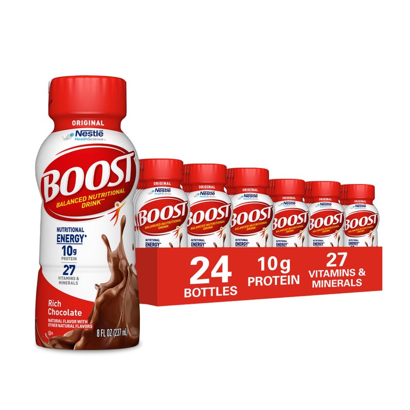 BOOST Original Ready to Drink Nutritional Drinks, Rich Chocolate, 8 Fl Oz Bottles (Pack of 24) - Image 1