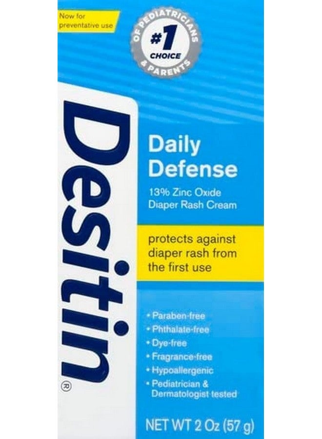 Desitin كريم حماية الأطفال من طفح الحفاضات يوميًا مع 13% أكسيد الزنك كريم الحاجز لعلاج وتخفيف ومنع طفح الحفاضات، مضاد للحساسية، خالي من الأصباغ والفثالات والبارابين، حجم السفر، 2 أونصة - Image 1