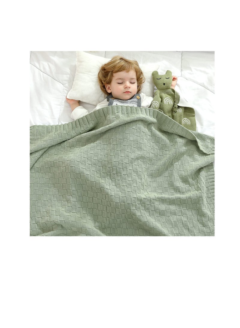 Excefore بطانية أطفال محبوكة، بطانية أطفال محبوكة، بطانيات استقبال الأطفال الرضع، مثالية للمواليد الجدد من الذكور والإناث (أخضر) - Image 2