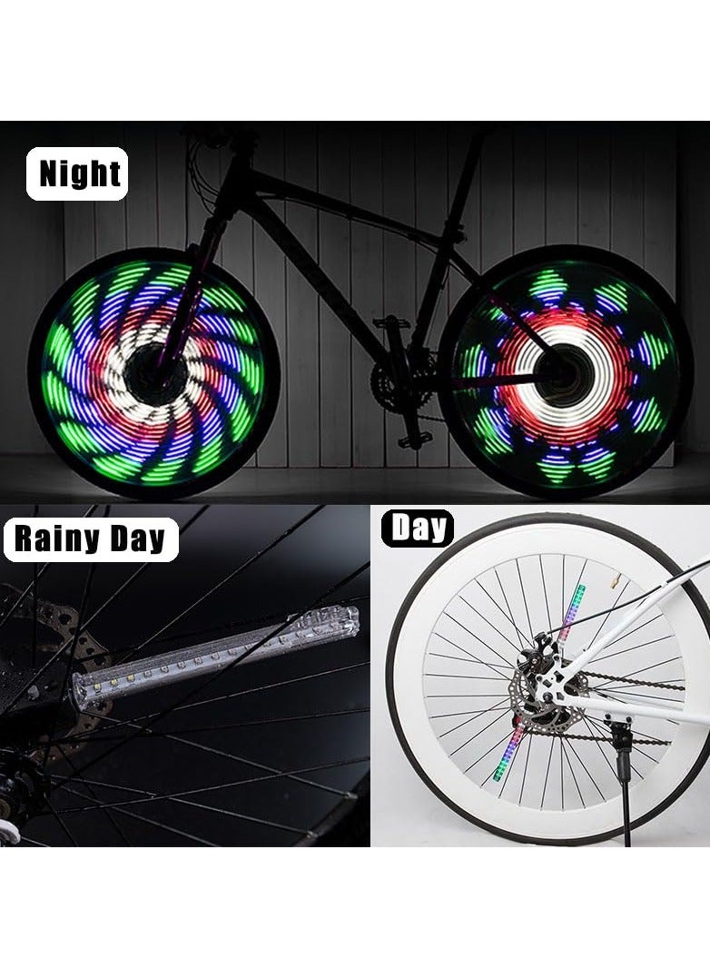 2 Pcs Bike Wheel Lights Waterproof Rechargeable LED Spoke Tire Light with 64pc Led Beads and 30 Eye Catching Patterns Ideal Rim for Mountain Road Bikes BMX Hybrid 16.3inch - Image 3