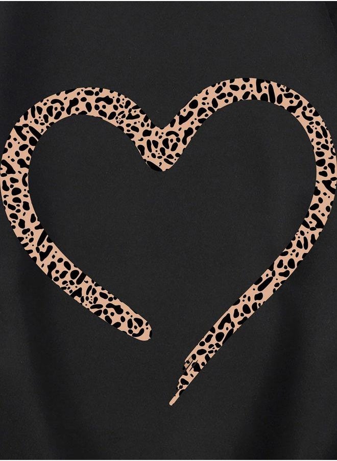 Kotty Leopard Heart Print Long Sleeves Sweatshirt by Styli  - Image 3
