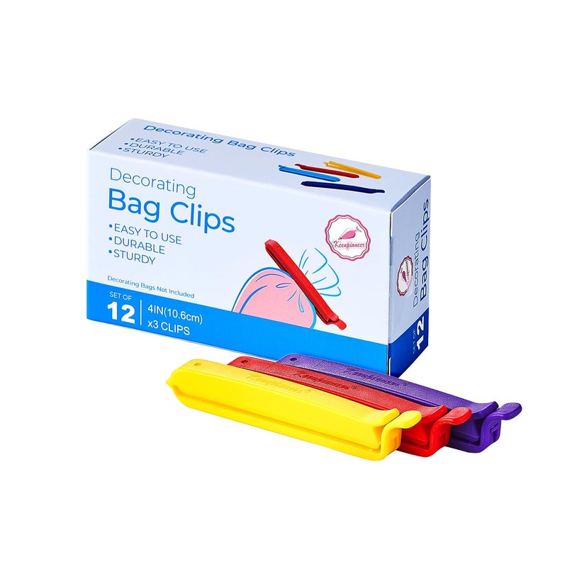 Keenpioneer Keenpioneer Bag Sealing Clips for Food and Snack Storage DecoratingIcing Bag Sealing Clips 4inch 12Piece 4Color