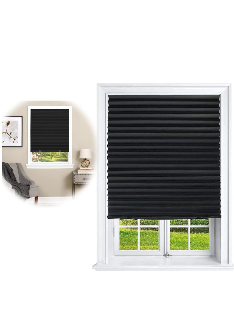 KASTWAVE Window Shades, 1 Pcs Pleated Shade Heat Sun Protection Temporary Window Blind for Home Kitchen Room 90 x 180 CM(Black) - Image 1