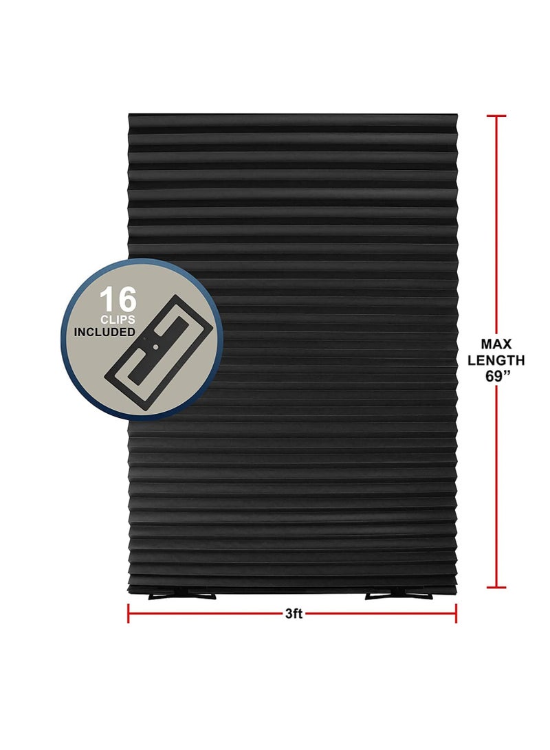 KASTWAVE Window Shades, 1 Pcs Pleated Shade Heat Sun Protection Temporary Window Blind for Home Kitchen Room 90 x 180 CM(Black) - Image 5