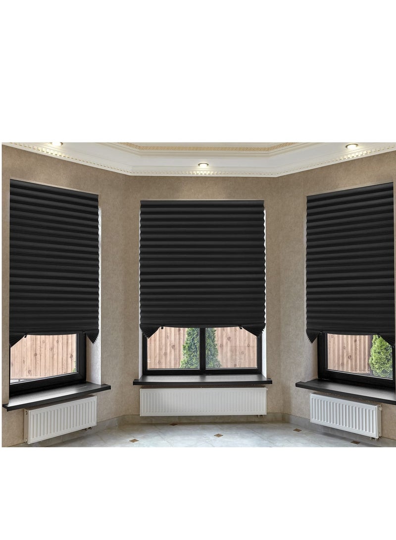 KASTWAVE Window Shades, 1 Pcs Pleated Shade Heat Sun Protection Temporary Window Blind for Home Kitchen Room 90 x 180 CM(Black) - Image 3