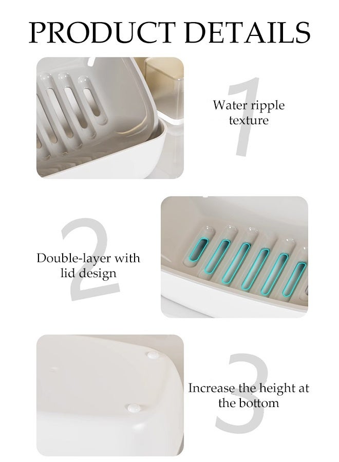 DUNISO Soap Dish Holder,Self Draining Bar Soap Holder,Double Layer Soap Dish,Plastic Soap Bar Container,Easy Cleaning, Dry,Removable and Washable,for Shower, Bathroom, Kitchen - Image 3