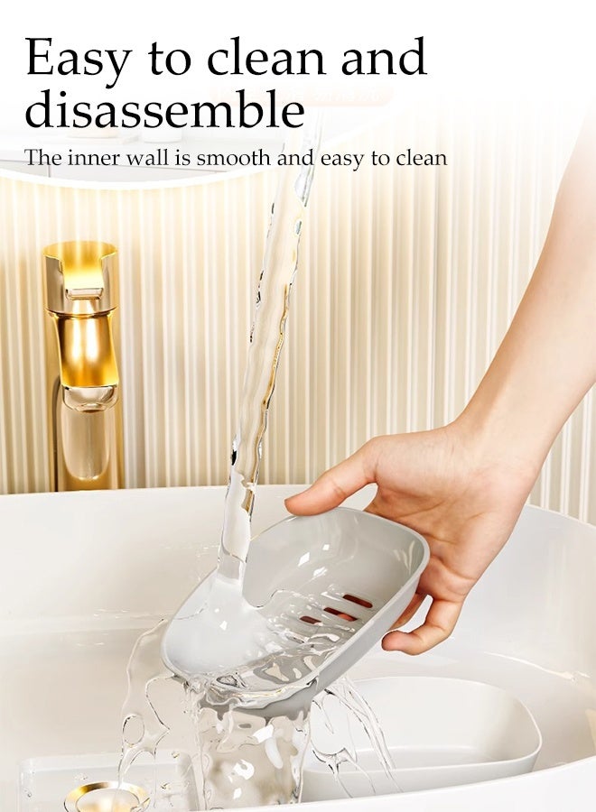 DUNISO Soap Dish Holder,Self Draining Bar Soap Holder,Double Layer Soap Dish,Plastic Soap Bar Container,Easy Cleaning, Dry,Removable and Washable,for Shower, Bathroom, Kitchen - Image 4