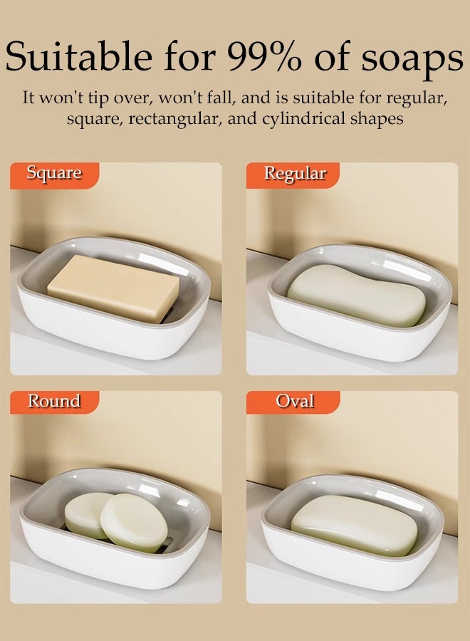 DUNISO Soap Dish Holder,Self Draining Bar Soap Holder,Double Layer Soap Dish,Plastic Soap Bar Container,Easy Cleaning, Dry,Removable and Washable,for Shower, Bathroom, Kitchen - Image 5