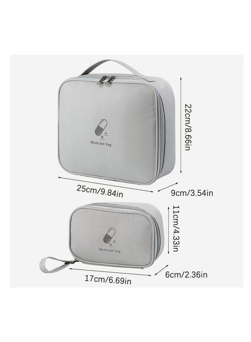 BAEKO Empty First Aid Bags, Travel Medicine Bag, Medical Supplies Organizer, Portable Medical Medicine Bags Portable Kit for Traveling, Car, Home, Camping, Office, Hiking, Outdoor（Grey） - Image 2