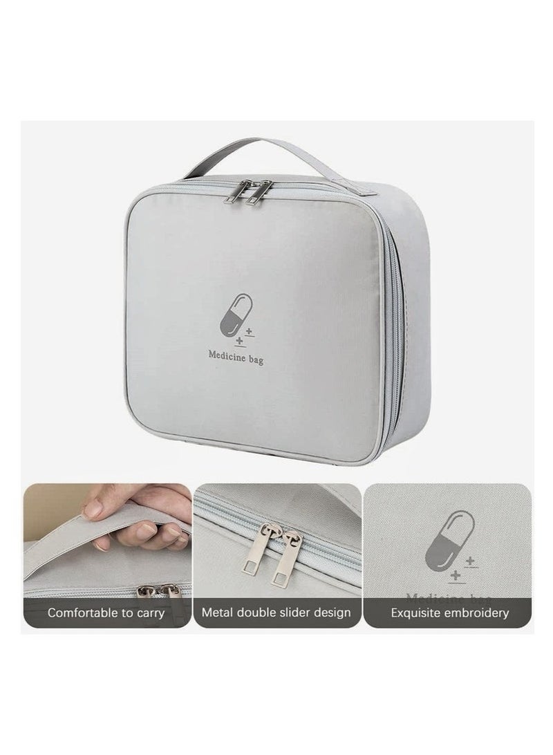 BAEKO Empty First Aid Bags, Travel Medicine Bag, Medical Supplies Organizer, Portable Medical Medicine Bags Portable Kit for Traveling, Car, Home, Camping, Office, Hiking, Outdoor（Grey） - Image 3