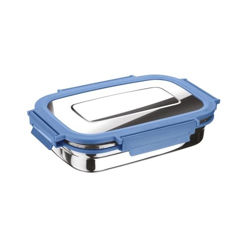Joyo Stainless Steel Daily (Big) Tiffin Lunch Box Container 4 Side Clip Lock Lid for Office & School Use/Food Grade/Air Tight - Blue,940 ml - Image 1