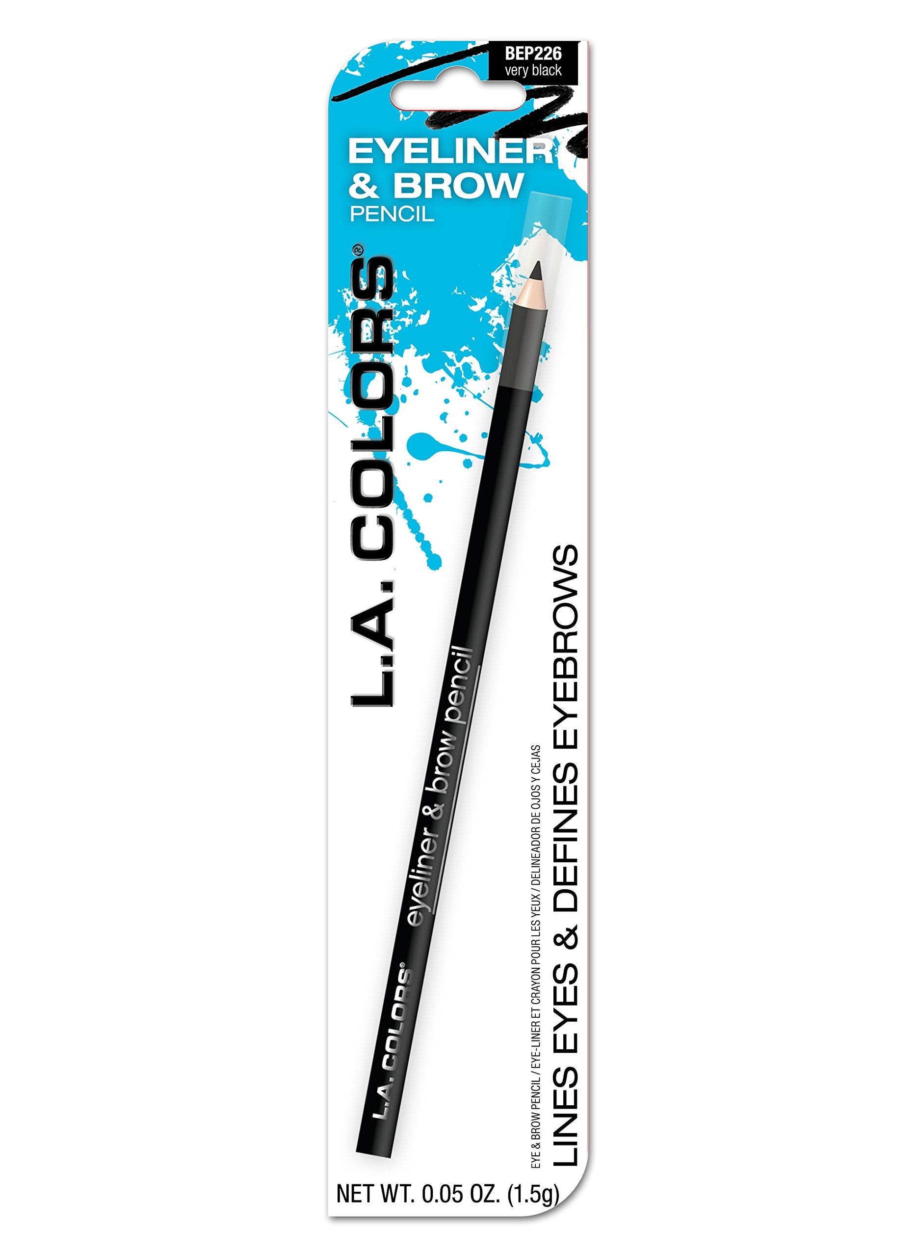 L.A. Colors 7" Eyeliner & Brow Pencil, Very Black, 0.05 Ounce - pzsku/ZDA0D2711BBFBBD631024Z/45/_/1741001438/b16e046c-e5ea-48b1-91d6-f7ec76d55f12