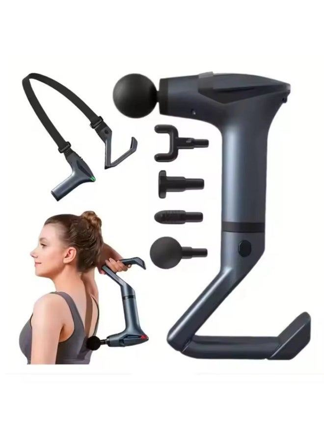 MOCOM Professional Portable Deep Tissue Massage Gun with 12-Speed Adjustable Power | Mini Handheld Muscle Massager with 1500mAh Battery, 5 Attachments, Vibration Stretching Belt & Extra Handle | Full-Body Fascia Relaxation, Pain Relief & Recovery Device - Image 1